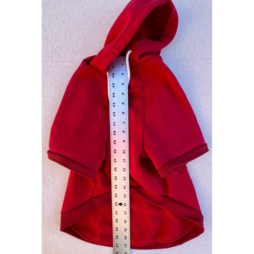 Pets Tale Red Dog Hoodie Sweatshirt with Kangaroo Pocket and Drawstring Hood - Picture 3 of 4